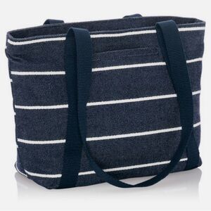 Thirty-One Classic Day Bag - Navy Wide Stripe
